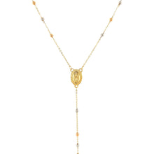Load image into Gallery viewer, 14k Tri Color Gold Lariat Rosary Necklace