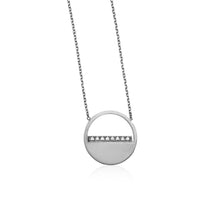 Load image into Gallery viewer, 14k White Gold Circle Necklace with Diamonds
