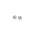 14K white gold stud earrings with 2 round cubic zirconia stones