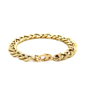 14k Yellow Gold Curb Chain Design with Diamond Cuts Bracelet