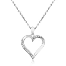 Load image into Gallery viewer, Sterling Silver Twisted Open Heart Diamond Accented Pendant (.04 cttw)