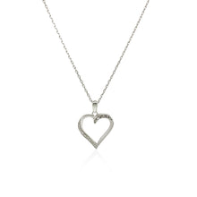 Load image into Gallery viewer, Sterling Silver Twisted Open Heart Diamond Accented Pendant (.04 cttw)