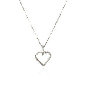 Sterling Silver Twisted Open Heart Diamond Accented Pendant (.04 cttw)