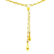 Load image into Gallery viewer, 14k Yellow Gold Double Strand Chain with Puffed Heart Lariat Necklace