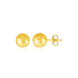 14k Yellow Gold Ball Earrings with Faceted Texture thumbnail 1