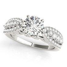 Load image into Gallery viewer, 14k White Gold Multirow Shank Round Diamond Engagement Ring (1 1/2 cttw)