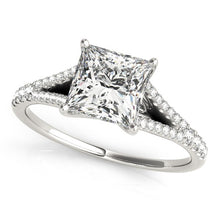Load image into Gallery viewer, 14k White Gold Princess Cut Split Shank Diamond Engagement Ring (1 1/8 cttw)