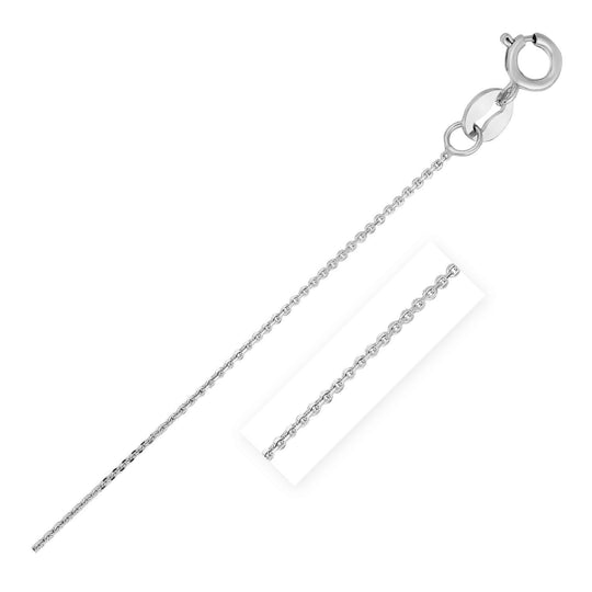 14K white gold cable link chain with diamond-cut faceted links