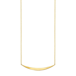 14k Yellow Gold Necklace with Polished Curved Bar Pendant