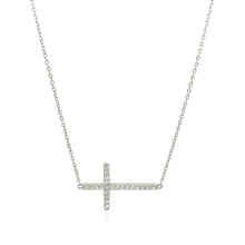 Load image into Gallery viewer, Sterling Silver Cross Bracelet with Cubic Zirconias