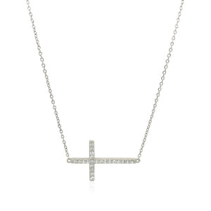 Sterling Silver Cross Bracelet with Cubic Zirconias