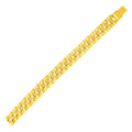 14K yellow gold mens panther link bracelet with flat interlocking links