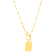 Load image into Gallery viewer, 14k Yellow Gold Paperclip Chain Necklace with Rounded Rectangle Pendant