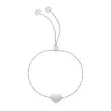 Load image into Gallery viewer, 14k White Gold Adjustable Heart Bracelet