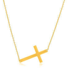 Load image into Gallery viewer, 14k Yellow Gold Plain Cross Motif Necklace